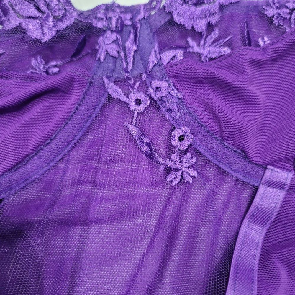 Floral Embroidered Mesh Garter Bustier Set Lingerie - Picture 7 of 13